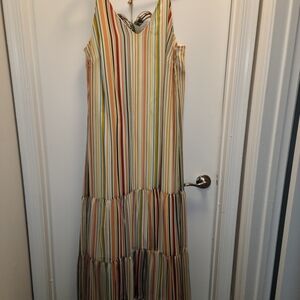 Cracker Barrel Multicolor Striped Maxi Dress